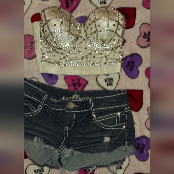 White Rhinestone Corset Bustier Top - Picture 9 of 15